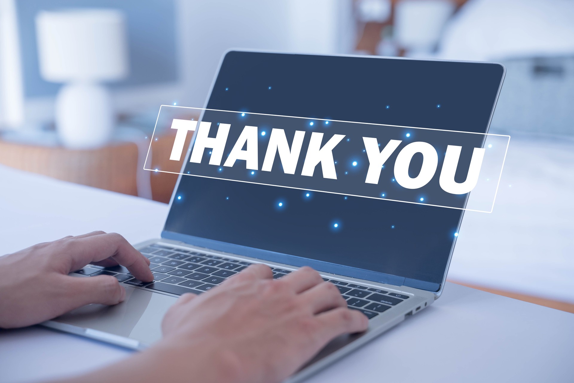Thank You In Business From Laptop