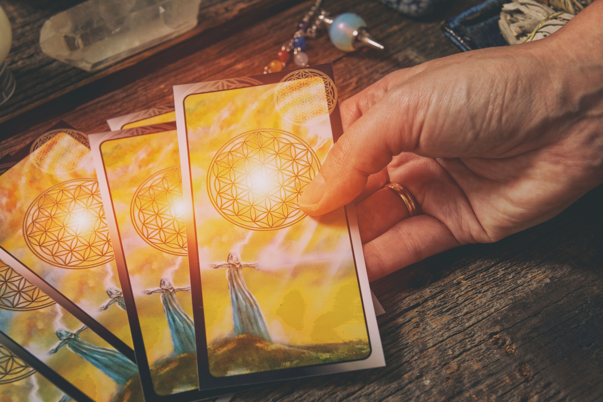 Tarot cards on a board
